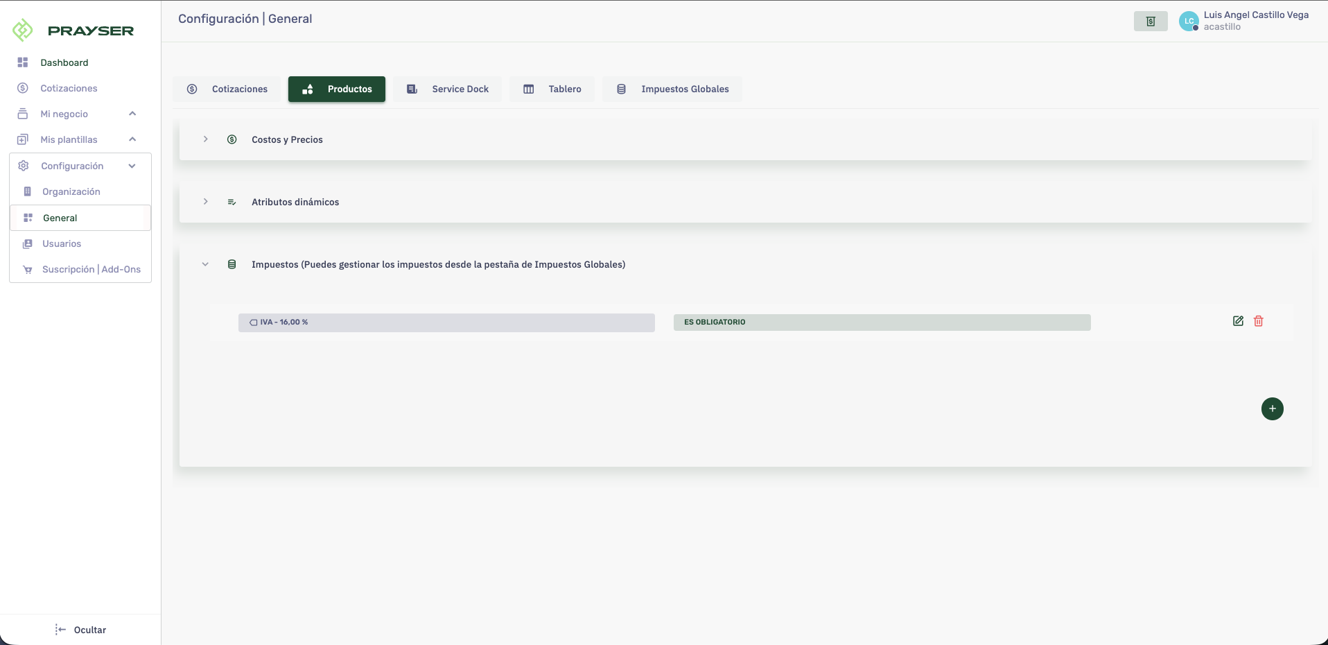 Paso 5: Productos - Impuestos por Defecto
